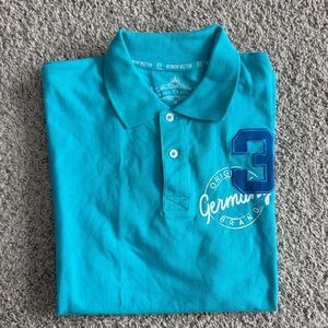 Robin Ruth Polo Shirt Blue Teal sz Medium Germany Embroidery Original brand